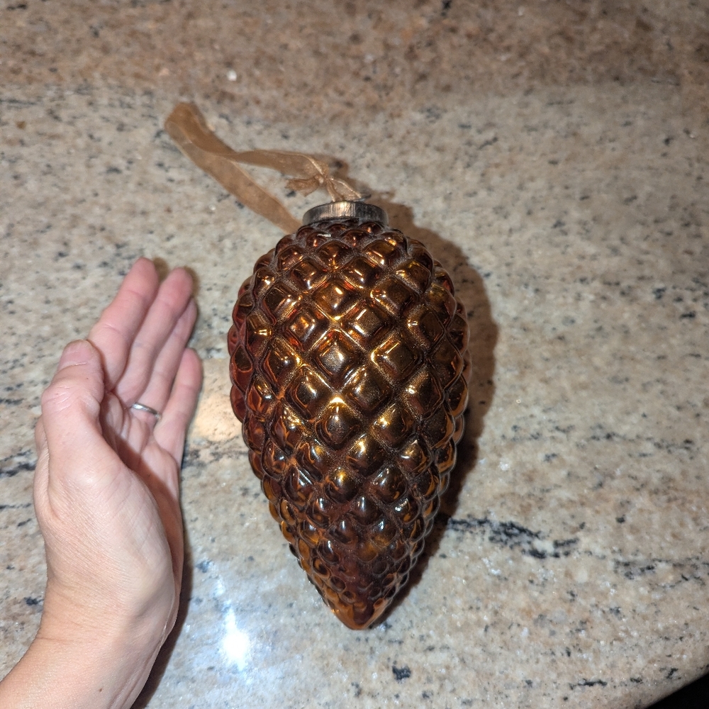 Elegant Copper Glass Pinecone Ornament